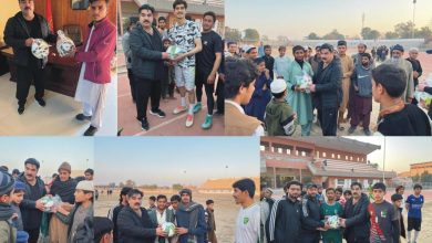 fifa footballs - Distributing FIFA footballs to Bannu youth
