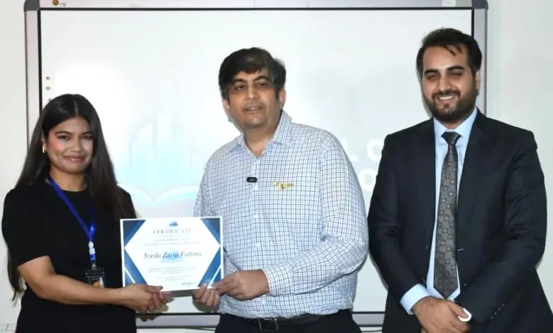 Speakers and guests at the May Day Foundation and Virtual City School education initiative ceremony in Islamabad