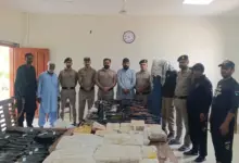 Weapons and ammunition recovered by Motorway Police near Rohri on the M-5 Motorway