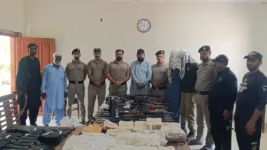 Weapons and ammunition recovered by Motorway Police near Rohri on the M-5 Motorway