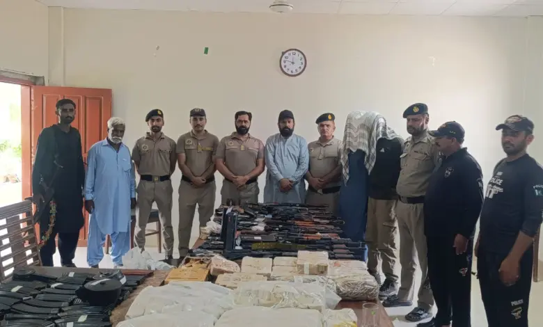 Weapons and ammunition recovered by Motorway Police near Rohri on the M-5 Motorway