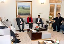 Chairman Senate Syed Yousaf Raza Gilani meeting Azerbaijan Ambassador Khazar Farhadov at Parliament House