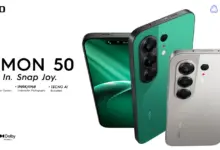 TECNO CAMON 50 premium smartphone highlighting camera display and durability features