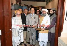 Chairman Senate Syed Yousaf Raza Gilani addressing the Sufism and Culture art exhibition at PNCA Islamabad