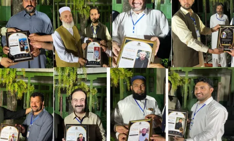 Former students honouring teachers at District Council Public High School Upper Dir reunion