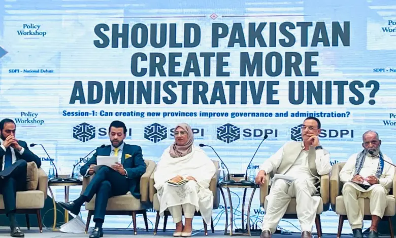 Barrister Danyal Chaudhry addressing an SDPI policy workshop in Islamabad