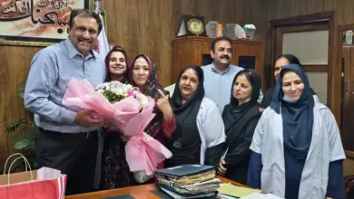 Professor Dr Muhammad Naeem Taj with Capital Hospital nursing staff during felicitation ceremony