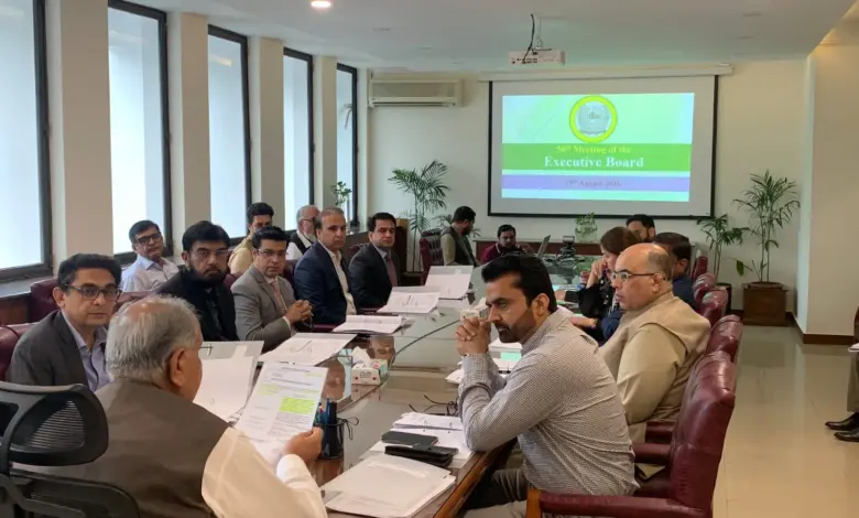 Federal Minister Mian Riaz Hussain Pirzada chairing FGEHA Executive Board meeting