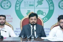 Foreign Medical Graduates addressing a press conference at National Press Club Islamabad