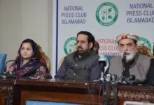 Sardar Muhammad Yousuf addressing a press conference at Islamabad Press Club