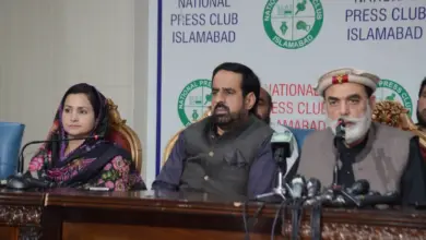 Sardar Muhammad Yousuf addressing a press conference at Islamabad Press Club
