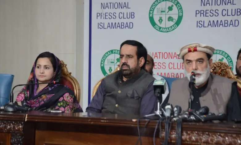 Sardar Muhammad Yousuf addressing a press conference at Islamabad Press Club