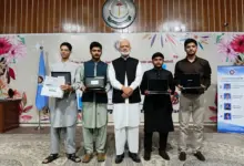 Prof Shahid Mahmood Abbasi presenting awards to SSC high achievers at IMCB I-8/3 Islamabad
