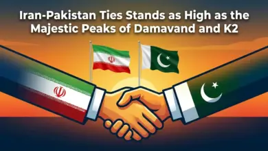 Flags of Iran and Pakistan displayed together as a symbol of brotherly relations