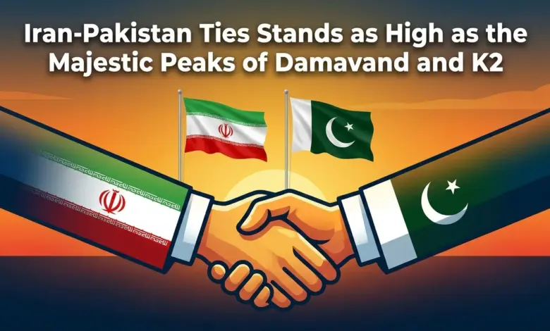 Flags of Iran and Pakistan displayed together as a symbol of brotherly relations