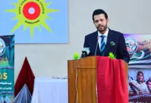 Barrister Danyal Chaudhry addressing Youm-e-Istehsaal Kashmir ceremony in Rawalpindi