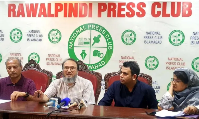 Affected Mall 35 buyers addressing a press conference at Rawalpindi Press Club