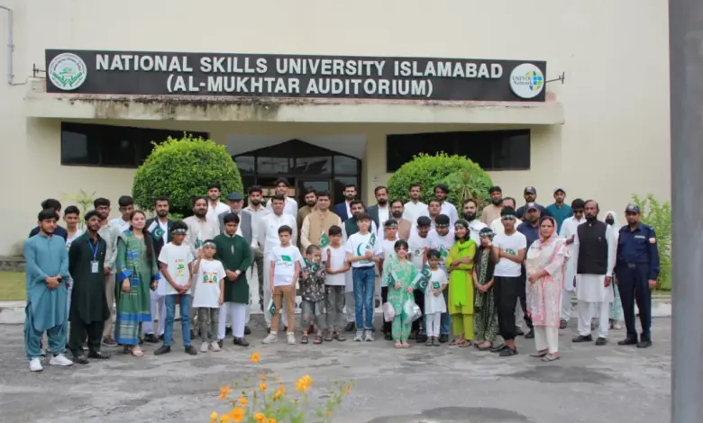 National Skills University Islamabad Independence Day ceremony with flag hoisting