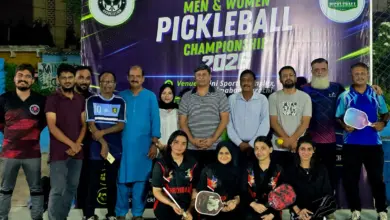 Players and officials at the Open Sindh Pickleball Championship 2026 in Nazimabad Karachi