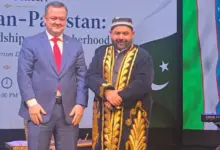 Uzbek artists perform at a cultural concert at PNCA in Islamabad