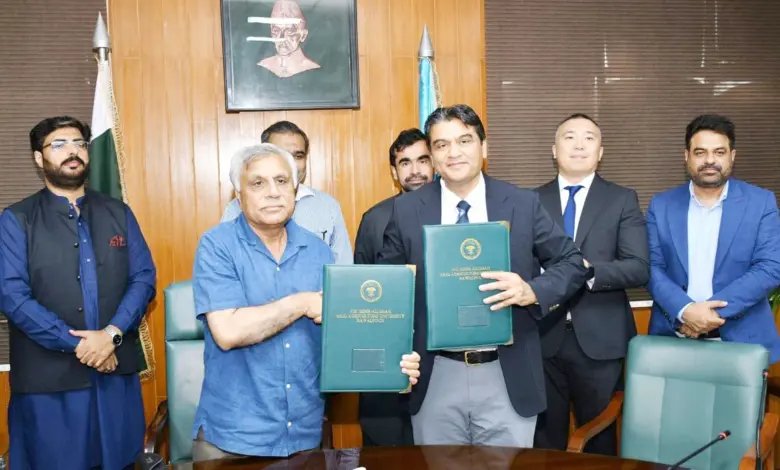 PMAS-AAUR and Nazarbayev University officials at MoU signing ceremony