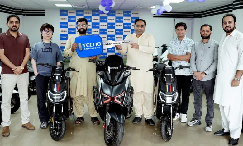 TECNO Pakistan REVOO e-bike winners of Zoom In Snap Joy TikTok Challenge