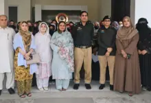 Women University Mardan students receiving certificates at District Police Mardan