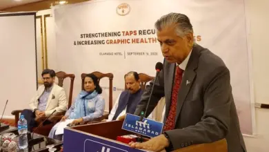 Speakers and participants at a SPARC session on tobacco control in Islamabad