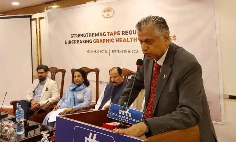 Speakers and participants at a SPARC session on tobacco control in Islamabad