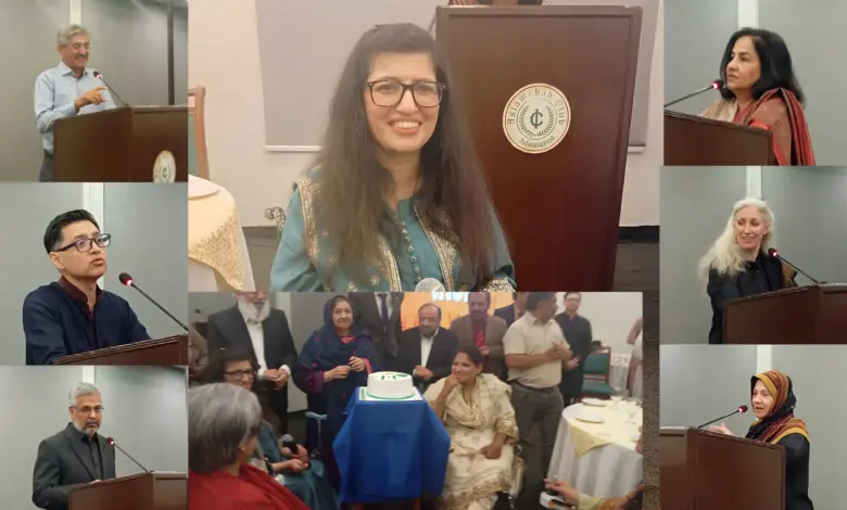 Abia Akram with guests at Islamabad Club ceremony celebrating her Tamgha-e-Imtiaz