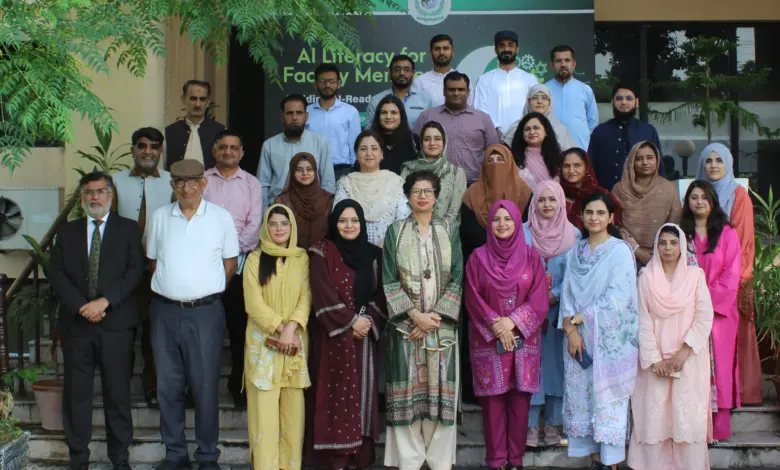 Faculty members attending NAHE AI literacy training through HEC Smart Classroom