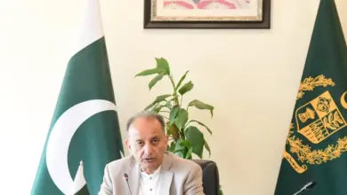 Federal Minister for Climate Change Dr Musadik Malik addressing a seminar on migration governance