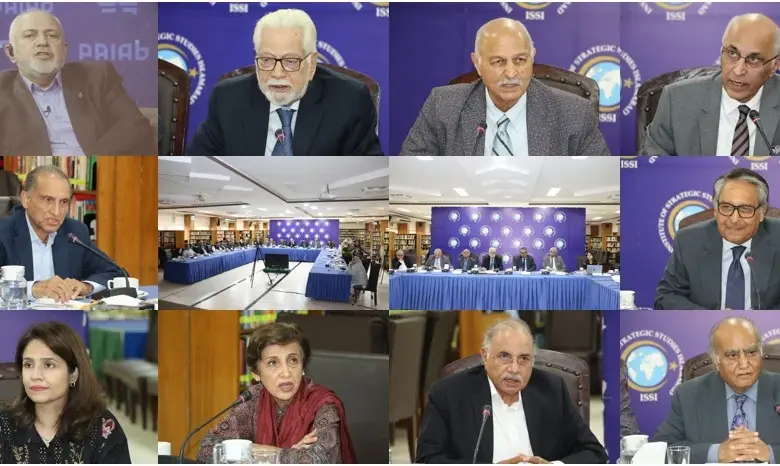 Dr Javad Zarif speaking at a roundtable discussion at ISSI in Islamabad