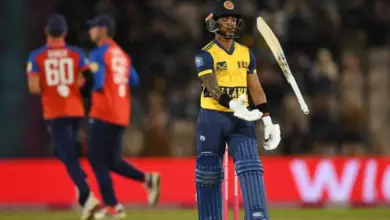 Harry Brook batting during England vs Sri Lanka first T20I at Southampton