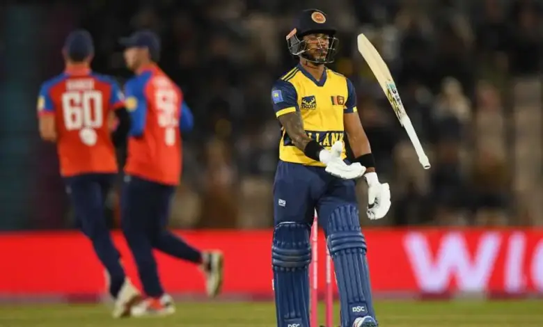 Harry Brook batting during England vs Sri Lanka first T20I at Southampton