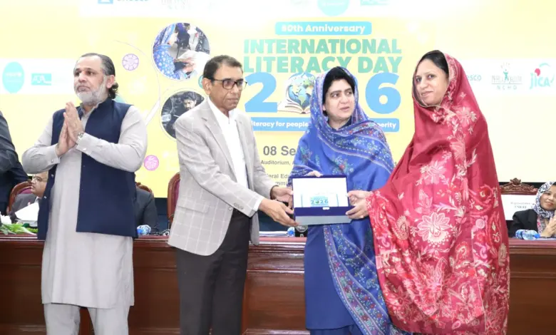 Representatives at International Literacy Day event at Allama Iqbal Open University Islamabad