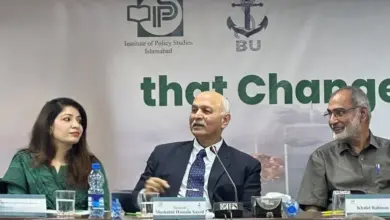 Senator Mushahid Hussain Sayed speaking at an Institute of Policy Studies talk in Islamabad