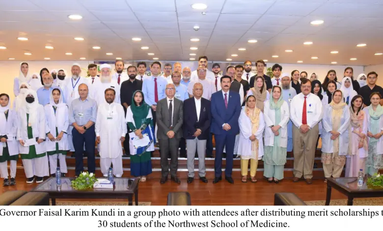 Scholarship ceremony at Northwest School of Medicine attended by Governor Faisal Karim Kundi