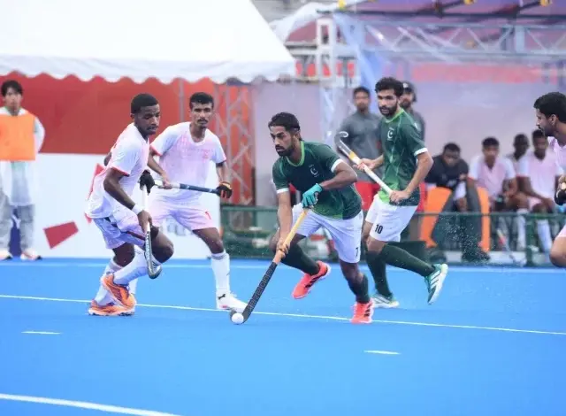 Pakistan players celebrate during their Asian Games 2026 win over Oman