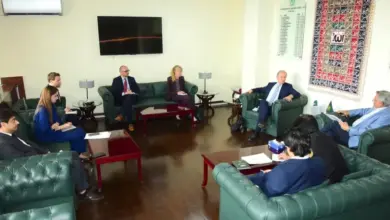 Senator Azam Nazeer Tarar meeting German Commissioner Thomas Rachel in Islamabad