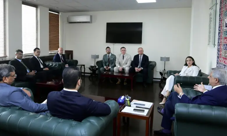 Senator Azam Nazeer Tarar meeting European Parliamentary delegation in Islamabad