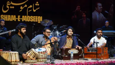 Classical musicians performing at PNCA Sham-e-Moseeqi in Islamabad
