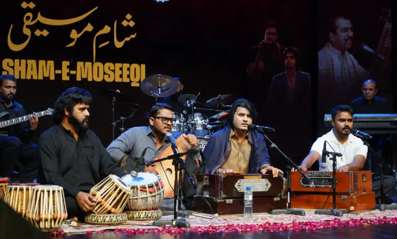 Classical musicians performing at PNCA Sham-e-Moseeqi in Islamabad