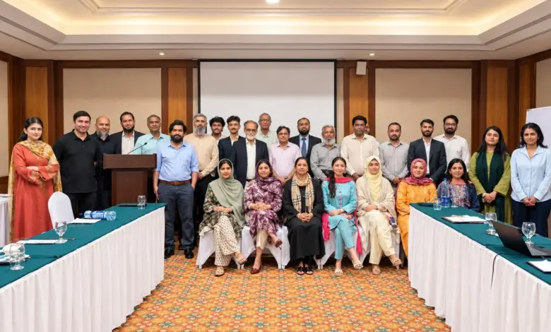 Textile and energy sector stakeholders attending a policy dialogue in Faisalabad