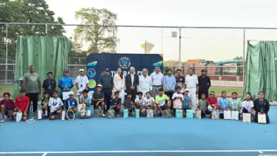 Players and officials at the Ravi Cup ATF Asian Junior Tour U-12 opening ceremony in Lahore