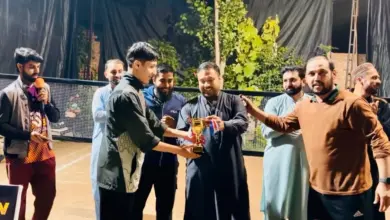 Players during the First All-KP Badminton Team Event Championship 2026 match in Peshawar