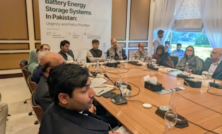 Solar panels and battery storage equipment representing Pakistan energy storage debate