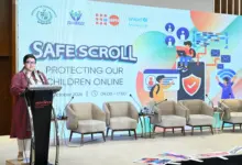 Federal IT Minister Shaza Fatima speaking at Safe Scroll National Policy Dialogue