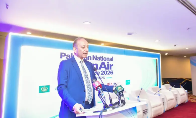 Dr Musadik Malik addressing Pakistan National Clean Air Conference 2026 in Islamabad