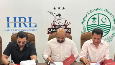 Lahore Qalandars HED and HRL representatives at MoU signing for college cricket development